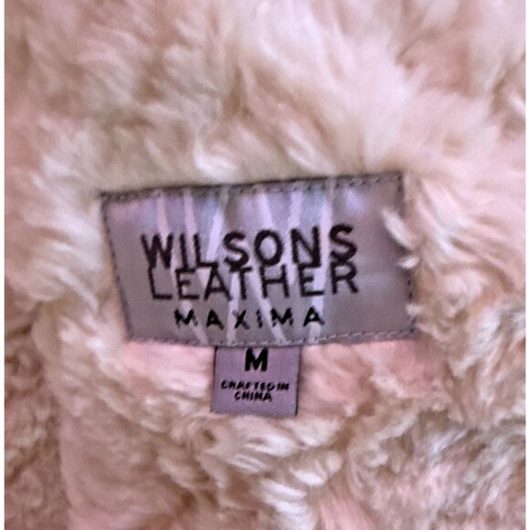 Wilsons Leather Maxima Suede Sherpa Coat Womens Sz M VTG Tan Penny Lane Jacket - Picture 7 of 16